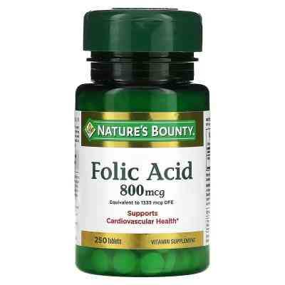 Витамин Nature's Bounty Фолиевая кислота, 800 мкг, 250 таблеток (NRT-02843) Винница