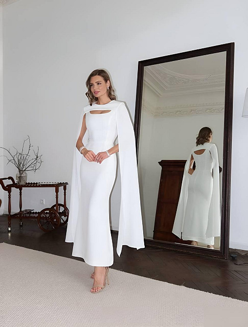 Жіночий елегантний романтичний комплект плаття + накидка костюмка Молочний, 44/46 Одеса - фото 9