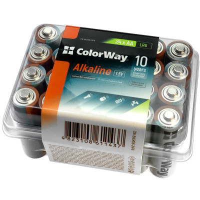 Батарейка ColorWay AA LR6 Alkaline Power (щелочные) * 24 plastic box (CW-BALR06-24PB) Винница - изображение 1