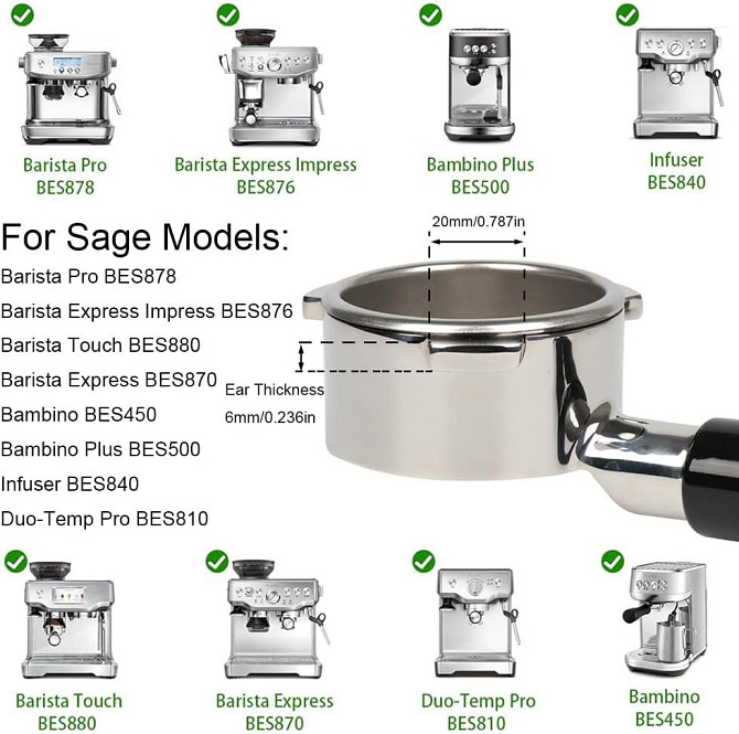 Портафильтр без дна 54мм для кофемашин Sage/Breville Barista Series 870/878/880 холдер для эспрессо- Киев - изображение 2