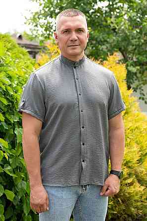 Сорочка чоловіча, короткий рукав, льон, топ Крохатушка одяг Київ