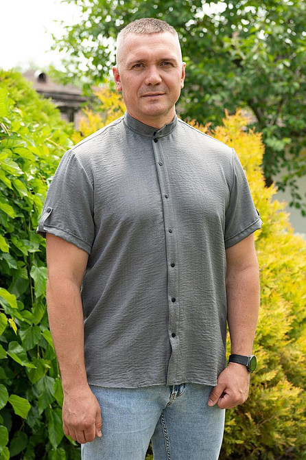 Сорочка чоловіча, короткий рукав, льон, топ Крохатушка одяг Київ - фото 6