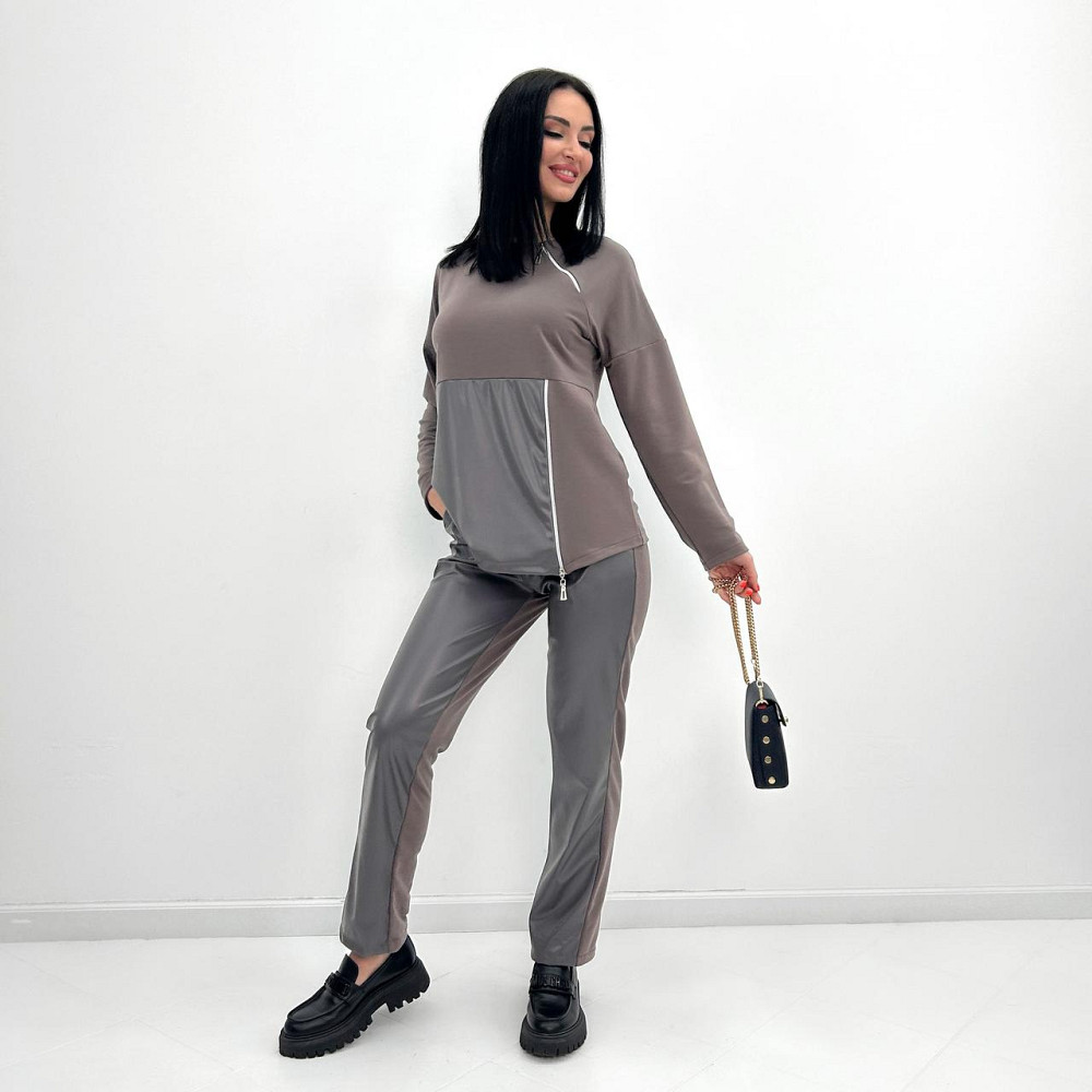 Повсякденний костюм з блискавками "Skylar" оптом | Норма і батал | Розпродаж моделі Київ - фото 3