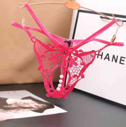 Трусики з бусинками еротичні універсальний малиновий Київ