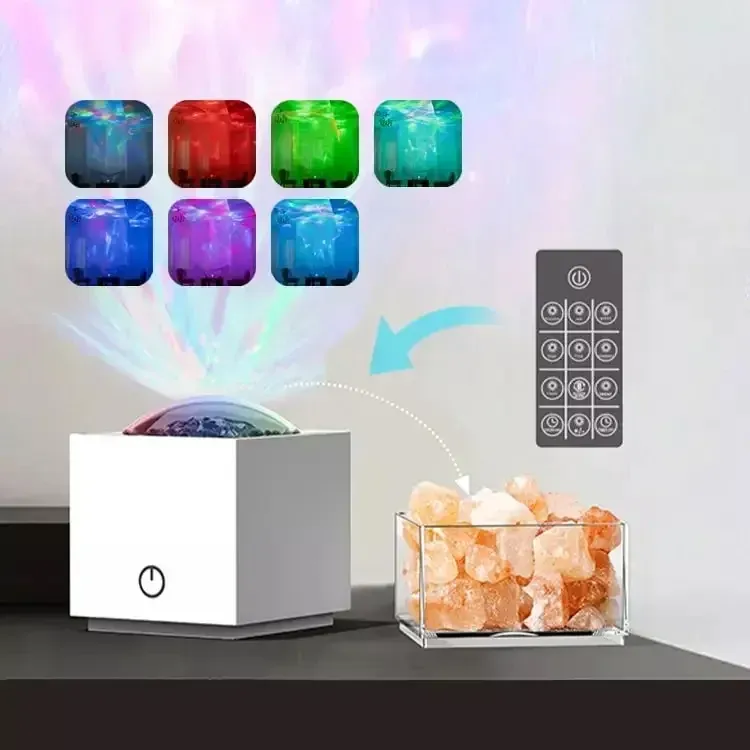 Соляна лампа Aurora з пультом ДК. Сольовий світильник нічник з димуванням, 7 кольорів підсвічування Дніпро - фото 2