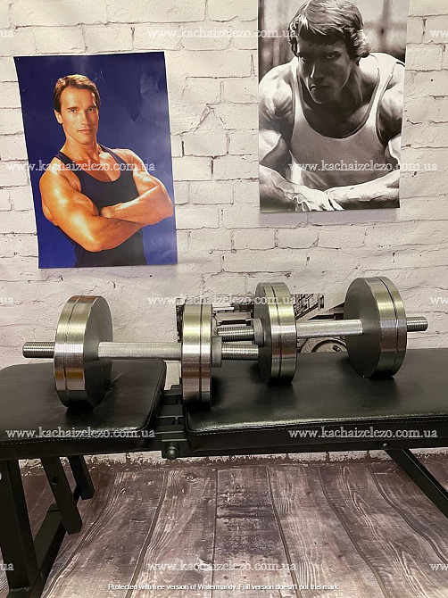 Гантели наборные 2 по 16 кг + Переходник для штанги Гантели, гири, штанги и диски металлические без покрытия Киев - изображение 5