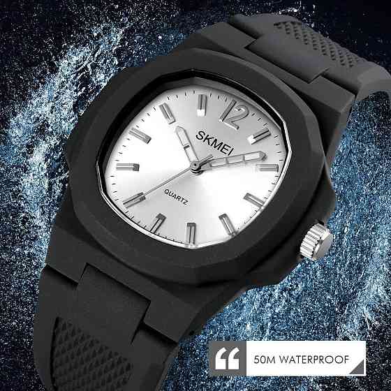 Чоловічий наручний годинник Skmei 1717 (Чорні з сріблястим циферблатом) Вінниця