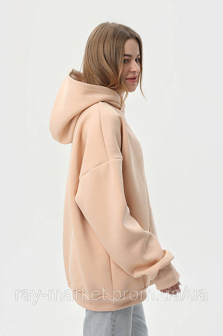 Худи оверсайз женское утепленное RAY OVERSIZE бежевое (U0404W-Cream) Киев - изображение 3