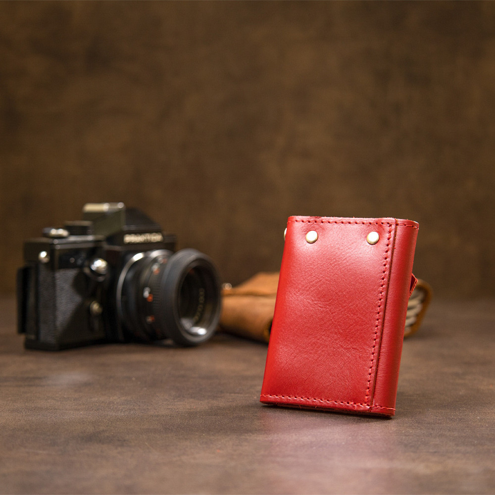 Шкіряна компактна ключниця GRANDE PELLE 11395 Червоний Київ - фото 9