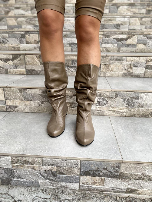 Nivelle Напівчоботи жіночі Nivelle капучино натуральна шкіра висота 24см обхват 34-36см (3004) Коломыя - изображение 8