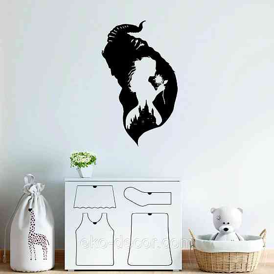 Декоративное настенное Панно «Красавица и чудовище», Декор на стену 110*66 см, Чёрный Киев