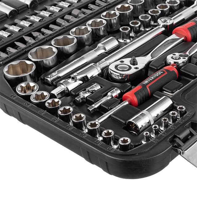 Набір інструментів STORM, 1/2" + 1/4", Cr-V, 110 од., SUPER LOCK, головки: 4-32 мм, E4-E24, біти 35 од., подовж. головки: 6-22 мм, кейс Львів - фото 4