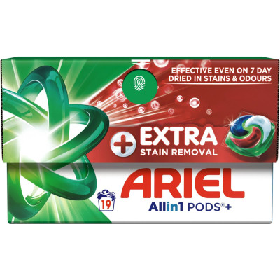 Капсули для прання Ariel Pods+ All-in-1 Extra Stain Removal Екстрасила виведення плям 19 шт. (8700216765800) Вінниця - фото 1