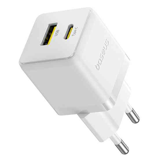 Мережевий зарядний пристрій з кабелем Baseus Palm Fast Charger C+U 30W EU Moon White (with USB-C to USB-C 60W Одеса