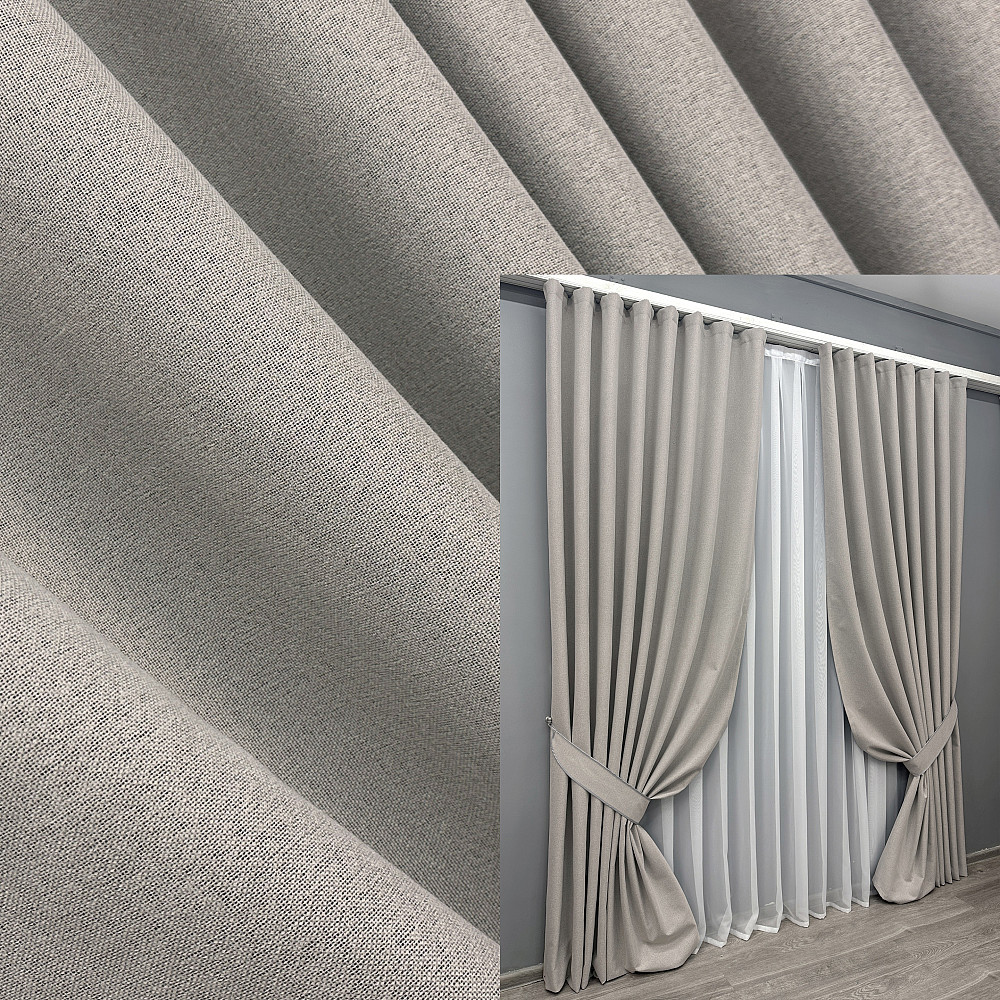 Комплект готових штор VR-Textil Блекаут двосторонній ASHEN NIGHT № 1847ш Тауп 150х290 см 2 шт (33-0888) Київ - фото 1