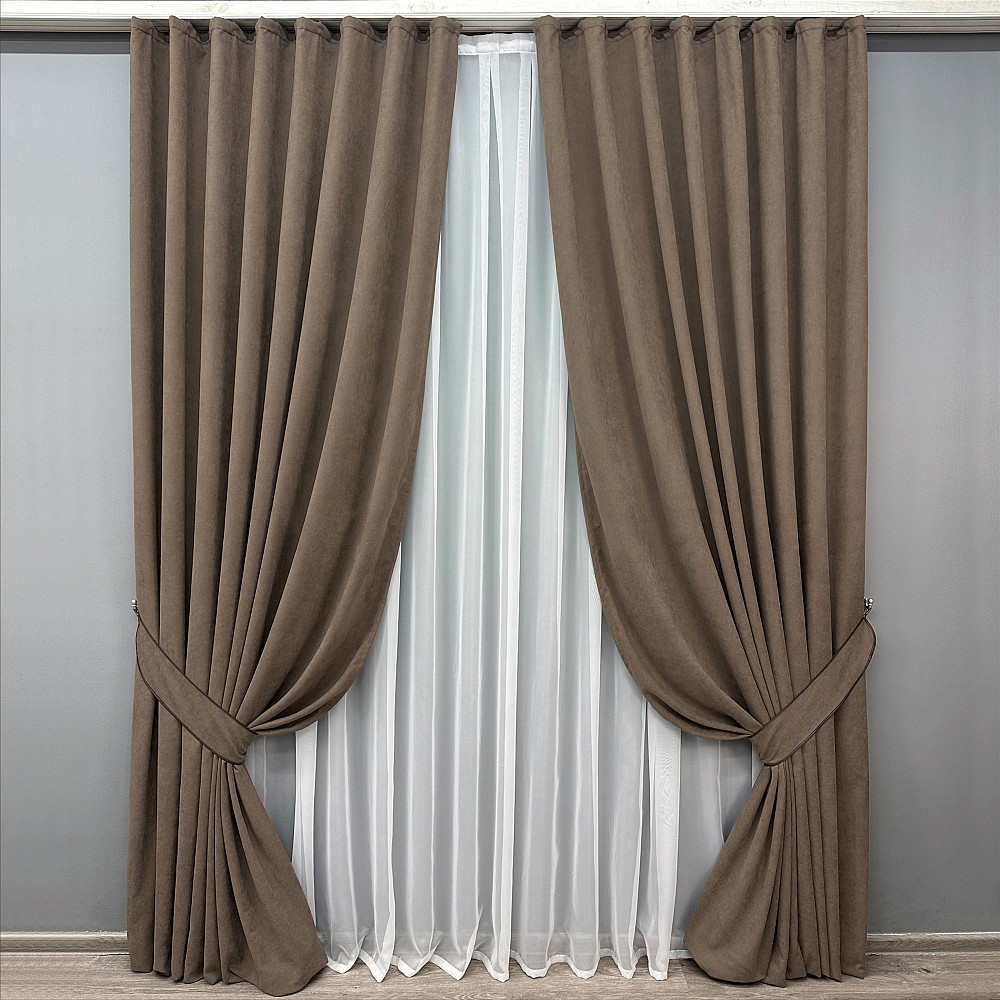 Комплект готових штор VR-Textil Мікровелюр SPARTA № 1036ш Мокко 100х290 см 2 шт (31-342) Київ - фото 10