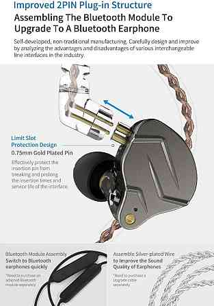 [KZ ZSN Pro] Навушники гібридні арматурні [1DD + 1BA] з мікрофоном. Киев