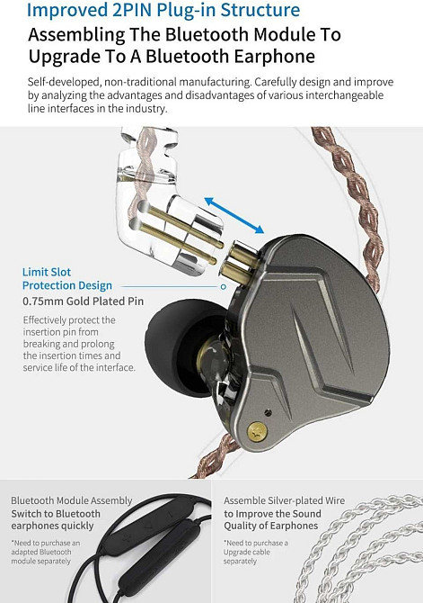 [KZ ZSN Pro] Навушники гібридні арматурні [1DD + 1BA] з мікрофоном. Киев - изображение 4