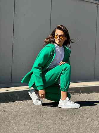 Теплый спортивный костюм женский на змейке Зелёный 50/52 Харьков