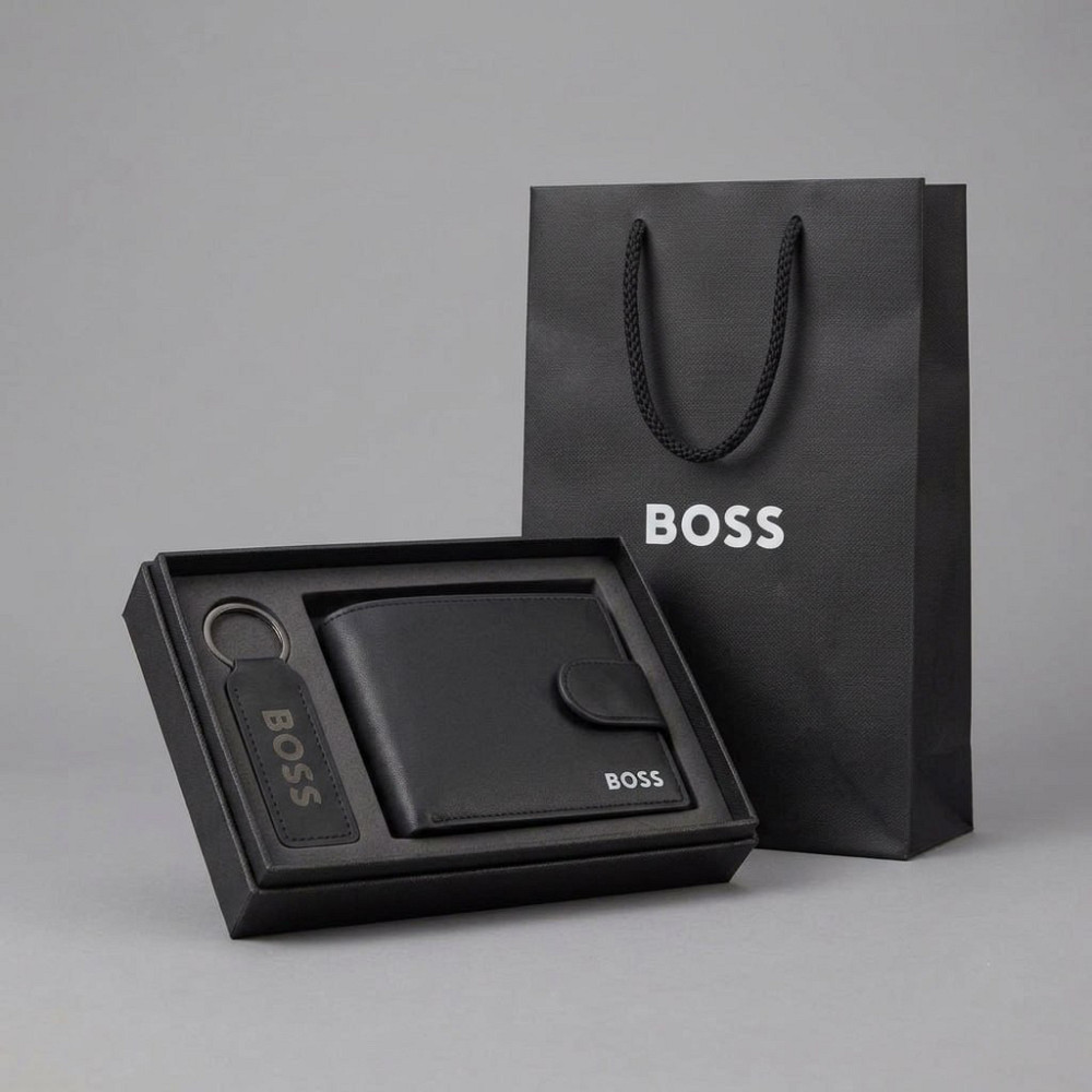 Мужской брендовый кошелек на кнопке Boss (7704-2) Киев - изображение 7