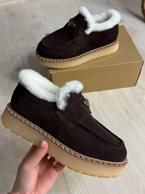 Черевики жіночі Hengji 69-6 лофери замшеві на хутрі коричневі, 41, 25,5 см Київ - фото 19