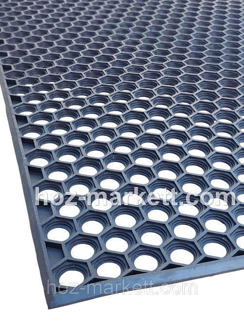 Килимок 140х96х1 см гумовий брудозахисний сота чорний Харків - фото 10