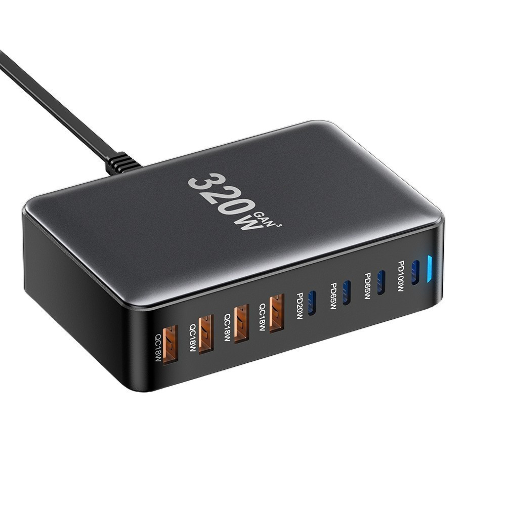 Мережевий зарядний пристрій Essager Engine 320 W 4xUSB-C+4xUSB-A Black (EZC320W-QJB0G-Z) ( 17393 ) Харьков - изображение 4