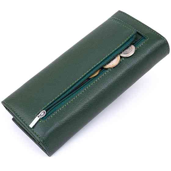 Гаманець на магнітах з клапаном жіночий ST Leather 19240 Зелений Київ