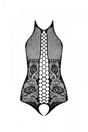 Бодістокінг з імітацією корсетної шнурівки Passion BS094 One Size, black, квітковий візерунок, з дос Sex Aura Київ