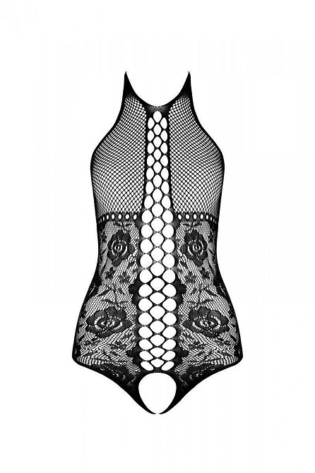 Бодістокінг з імітацією корсетної шнурівки Passion BS094 One Size, black, квітковий візерунок, з дос Sex Aura Київ - фото 4
