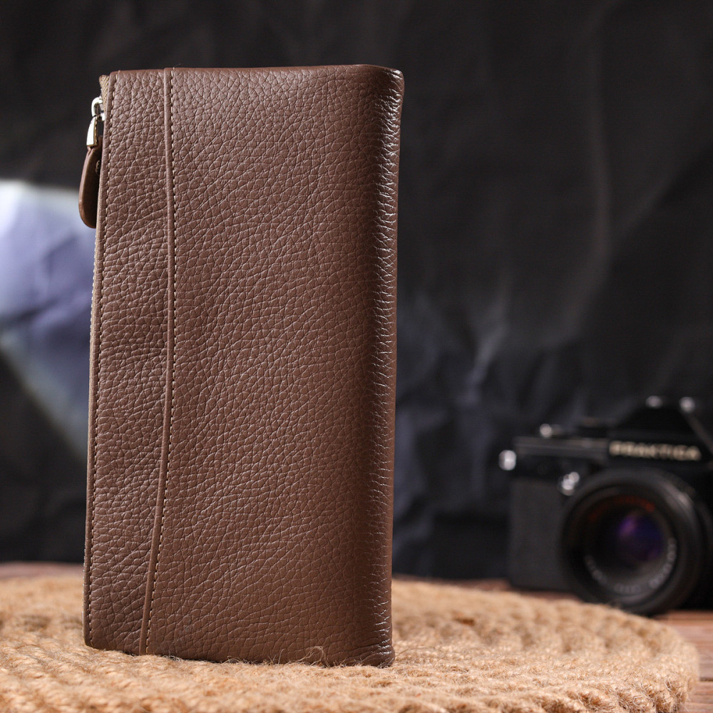 Цікавий гаманець з натуральної зернистої шкіри CANPELLINI 21634 Бежевий Київ - фото 9