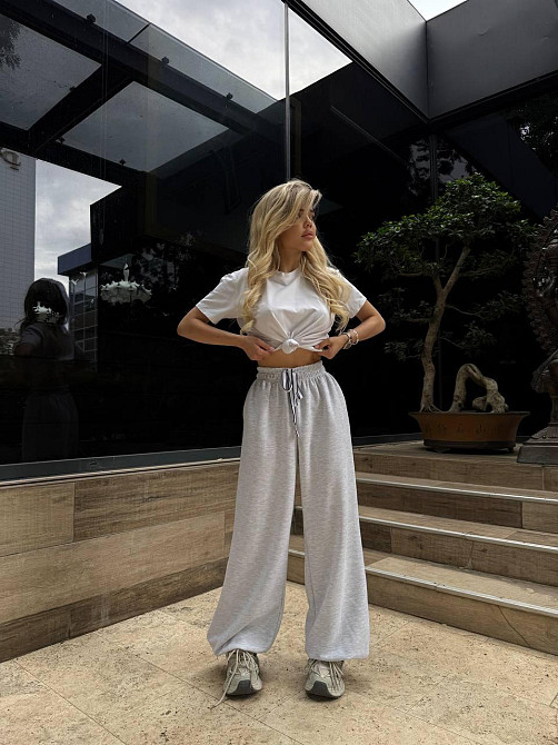 Женские стильные оверсайз брюки турецкая лакоста Белый Одесса - изображение 3