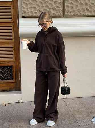 Женский теплый базовый костюм двойка из двухстороннего флиса. Шоколад, 46/48 Одесса