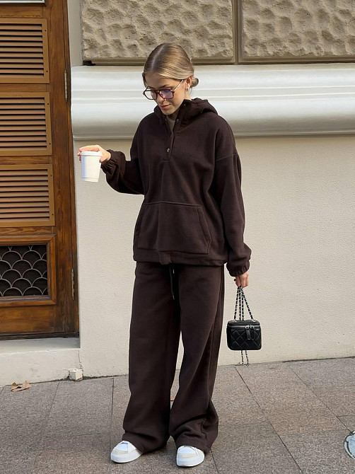 Женский теплый базовый костюм двойка из двухстороннего флиса. Шоколад, 46/48 Одесса - изображение 5