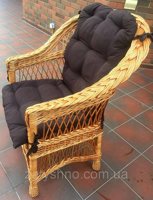 Крісло плетене з м'якою подушкою накидкою Київ - фото 3