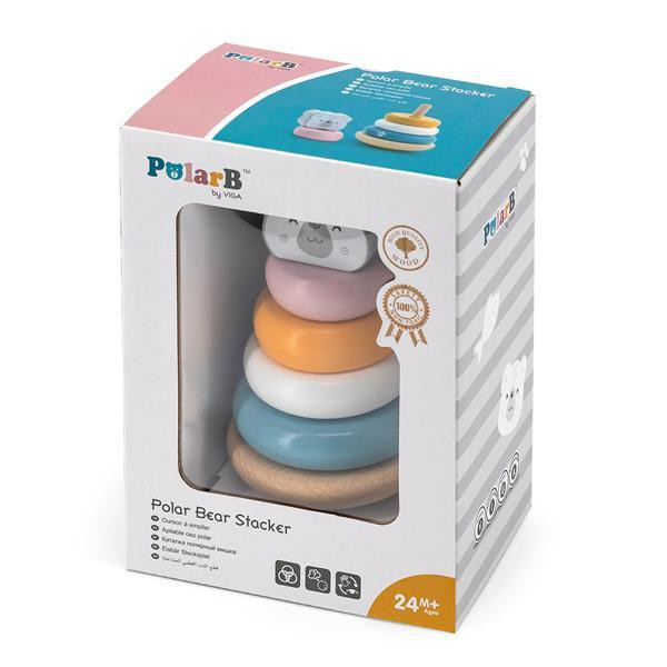 Деревянная пирамидка PolarB Белый мишка-неваляшка (44005) Харьков - изображение 10