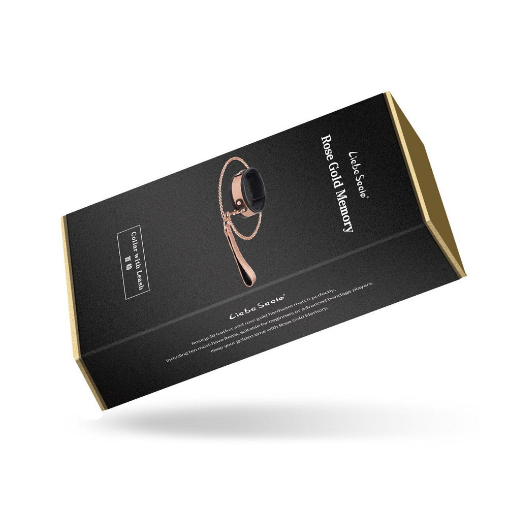 Широкий нашийник з повідцем Liebe Seele Rose Gold Memory Collar with Leash, натуральна шкіра Sex Aura Київ - фото 10