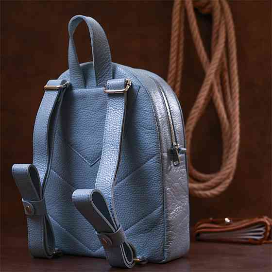 Шкіряний жіночий рюкзак із натуральної шкіри Shvigel 16303 Блакитний Київ