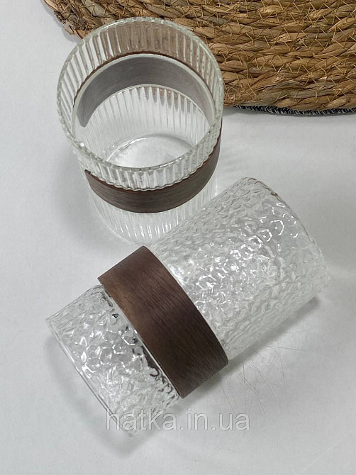 Склянка "Bubble" 450 мл 7.5*13 см 102-353 прозора з дерев'яною вставкою для дому та ресторану Київ - фото 3