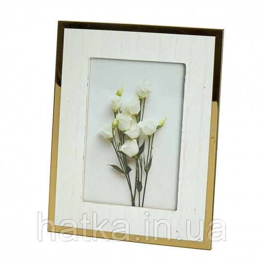 Рамка для фотографії 17*22*1 (15*10 см) фото біла із золотим обідком Київ - фото 2