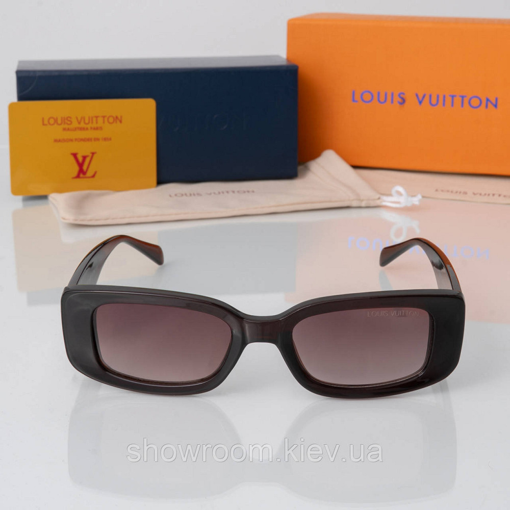 Брендові жіночі сонцезахисні окуляри LV (37502) коричневі Київ - фото 3