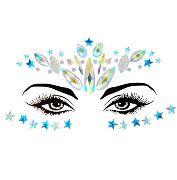 Стрази на обличчя з зірочками маскарадні one size різнобарвний Київ - фото 1