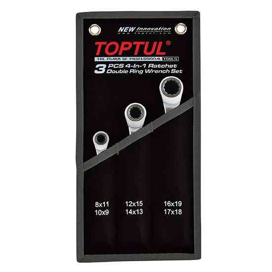 Набір ключів накидних із подвійною тріскачкою 72 зубці Pro-Series 3 шт 8-19 мм TOPTUL GPAQ0301 Чернігів
