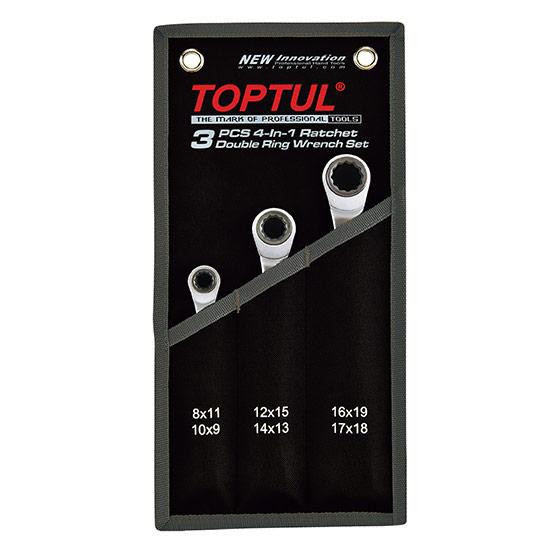 Набор ключей накидных с двойной трещоткой 72 зубца Pro-Series 3шт 8-19мм TOPTUL GPAQ0301 Чернигов - изображение 1