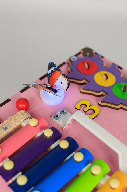 Развивающий бизикуб бизиборд деревянный для детей 30*30*30 бизикуб для девочки детский розовый от 6 мес Бизиборд для девочки 1 год Тернополь - изображение 20