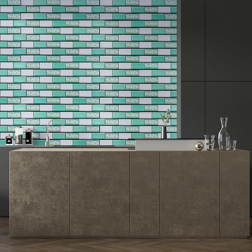 Декоративная ПВХ панель 960х480х4мм Кирпич зеленый орнамент SW-00001429 Киев - изображение 7