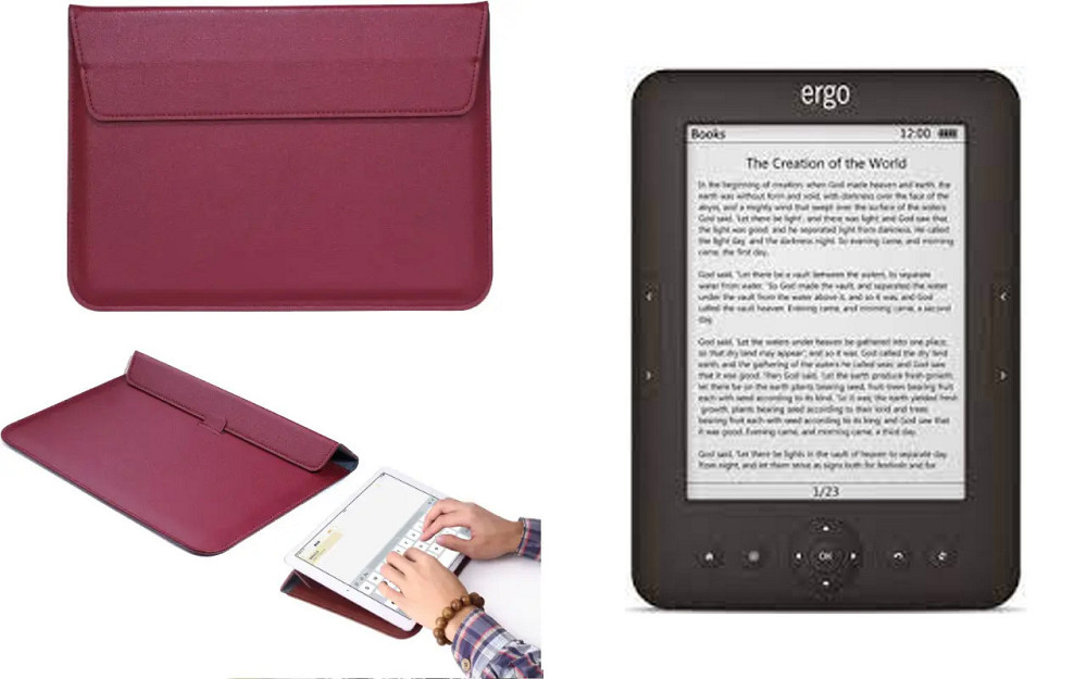 Чехол-конверт VitoCase для Ergo Book 0612, с функцией подставки для книги Бордовый Киев - изображение 1
