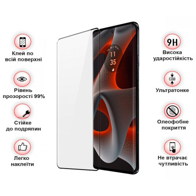 Стекло защитное BeCover Motorola Edge 50 Pro Black (712346) Винница - изображение 3