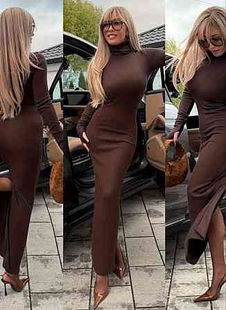 Сукня довга з розрізом ззаду М коричневий Київ