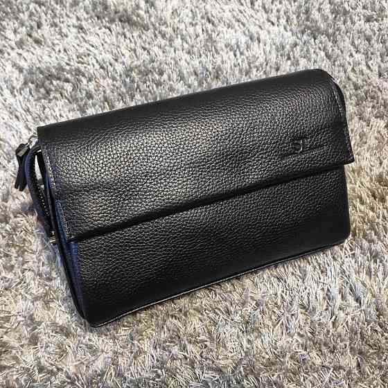 Стильна чоловіча шкіряна барсетка клатч на дві блискавки ST Leather 10021 Київ